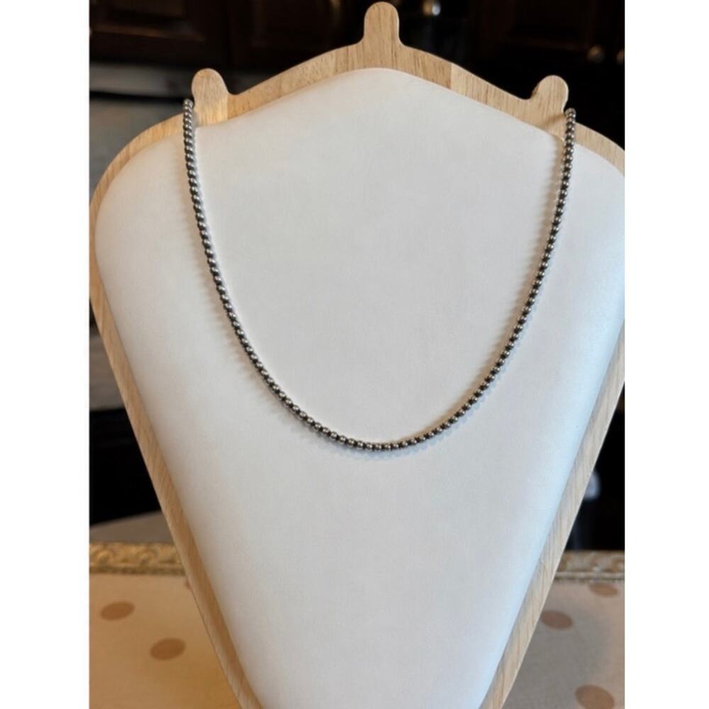 16” Sterling Silver 4mm Pearl Bead Necklace